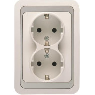 Priključnica dvopolna šuko dupla mimoza siva 12482 Makel