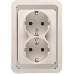 Priključnica dvopolna šuko dupla mimoza siva 12482 Makel