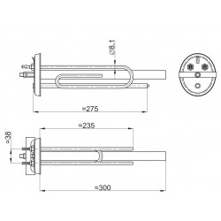 Grejač bojlera 2000W D/K fi 8.1 sa anodom kompletan Srećko