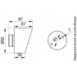 Armatura kosa porcelanska 60W E-27 nopal 127K
