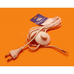 Kabl priključni 4m sa podnim prekidačem Beli