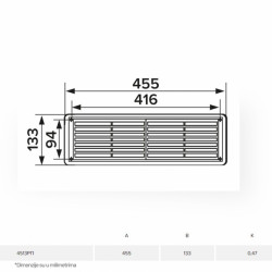 Ventilaciona žaluzina ERA 4513RP BELA 455X133 mm