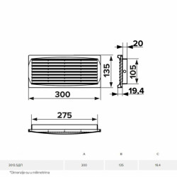 Ventilaciona žaluzina ERA 3013,5DP BELA 300X135 mm
