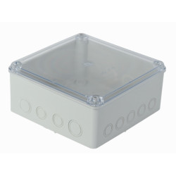 RAZVODNA KUTIJA OG SA VIJCIMA 210X210X100 IP65 SIVA TRANSPARENTNA