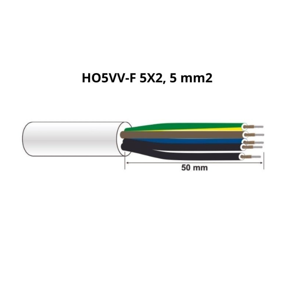 PRIKLJUČNI KABL 5x2.5 mm PP/J 3m M-T