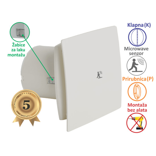 VENTILATOR KUPATILSKI SA MICROWAVE SENZOROM MTG A100XM-S-K