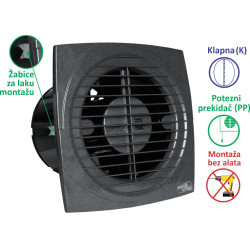 VENTILATOR KUPATILSKI MTG A120-PPK ANTRACIT