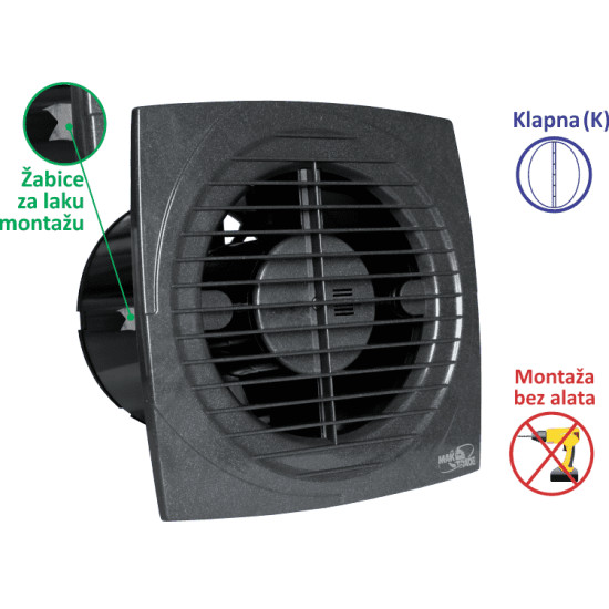 VENTILATOR KUPATILSKI MTG A100-K ANTRACIT