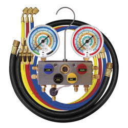 4-WAY KUGLIČASTI MANOMETRI SA CREVIMA 150cm ZA R134A, R404A, R407C, R22, R507 MASTERCOOL