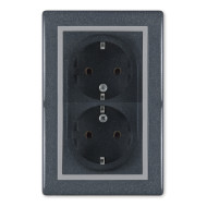 PRESTIGE utičnica dvopolna dupla plastika siva (604.21)