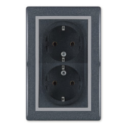 PRESTIGE utičnica dvopolna dupla plastika siva (604.21)