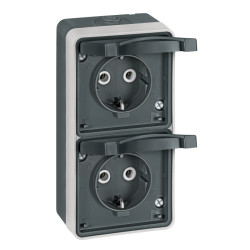 PROTECTA priključnica dvopolna vertikalna IP55 tamno siva