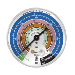 MANOMETAR 80mm MASTERCOOL EBL NISKI PRITISAK CELZIUS BAR PSI R410A R407C R22